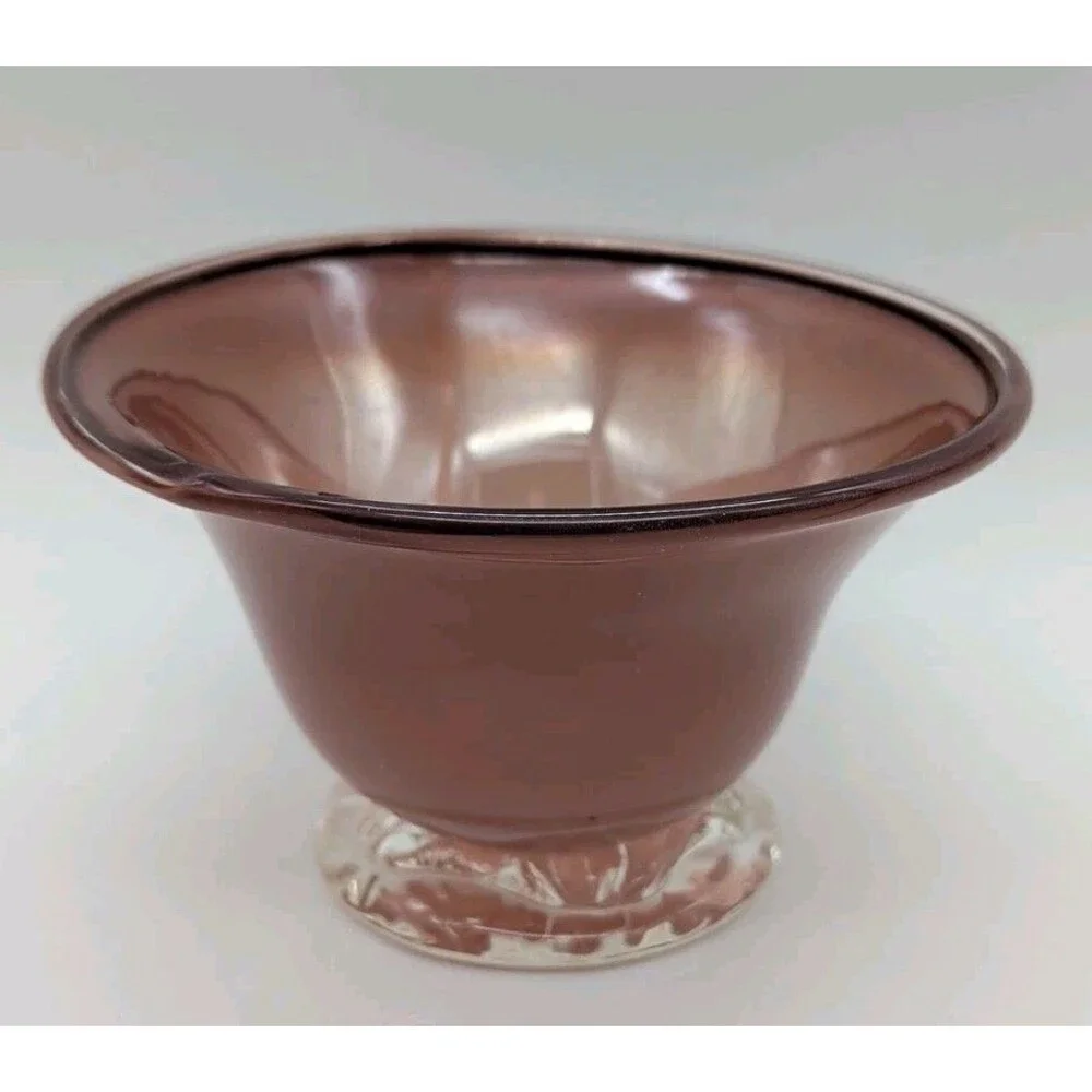 Art Glass Blown Footed Compote Vase Purple